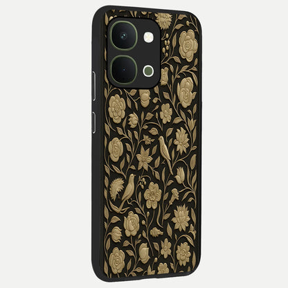 Golden Evil Eye Mandala Glass Case upright view showcasing decorative evil eye mandala artwork with spiritual aesthetic style.