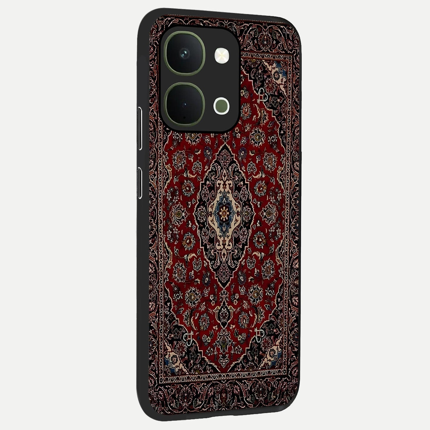 Heritage Carpet Royale Glass Case upright view showcasing detailed ornamental artwork with luxurious traditional theme.