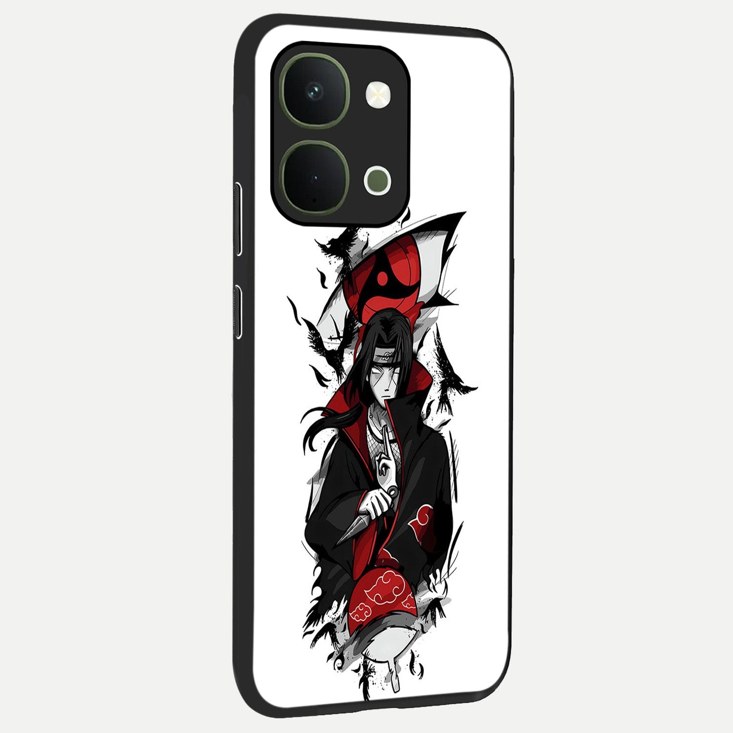 Itachi Limited Edition Naruto Anime Glass Case upright view showcasing intense anime artwork with powerful character theme.