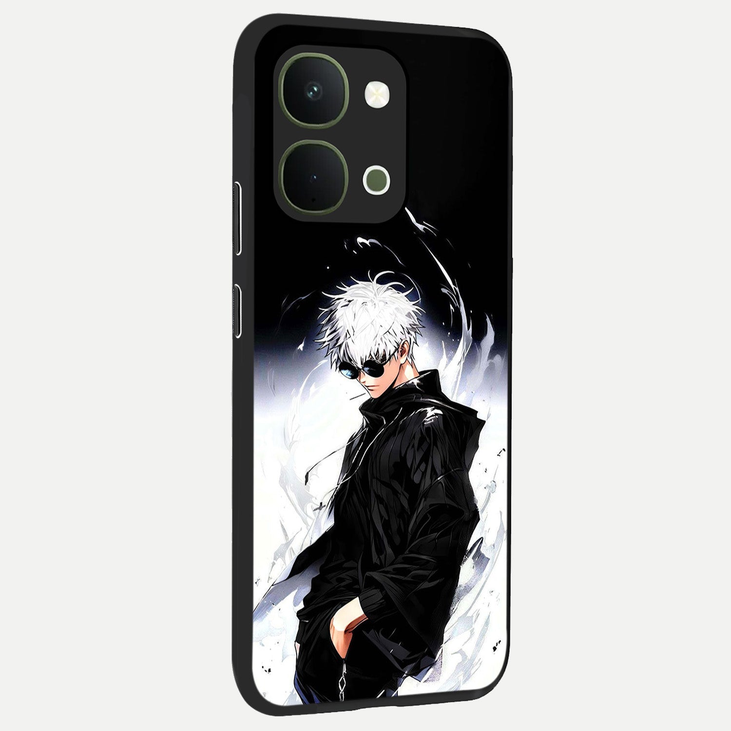 Limitless Shadow King Glass Case upright view showcasing bold shadow warrior artwork with epic fantasy theme.
