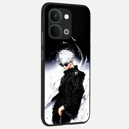 Limitless Shadow King Glass Case upright view showcasing bold shadow warrior artwork with epic fantasy theme.