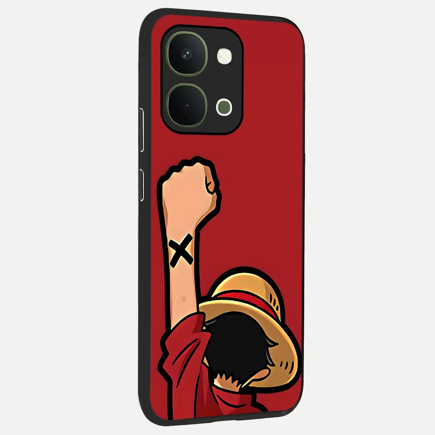 Luffy X Spirit Glass Case upright view showcasing striking anime artwork with adventurous character theme.
