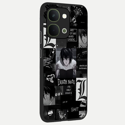 Midnight Chaos Mind Glass Case upright view showcasing expressive abstract artwork with bold dark theme.