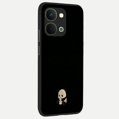 Midnight Panda Love Glass Case upright view showcasing charming panda artwork with playful romantic theme.