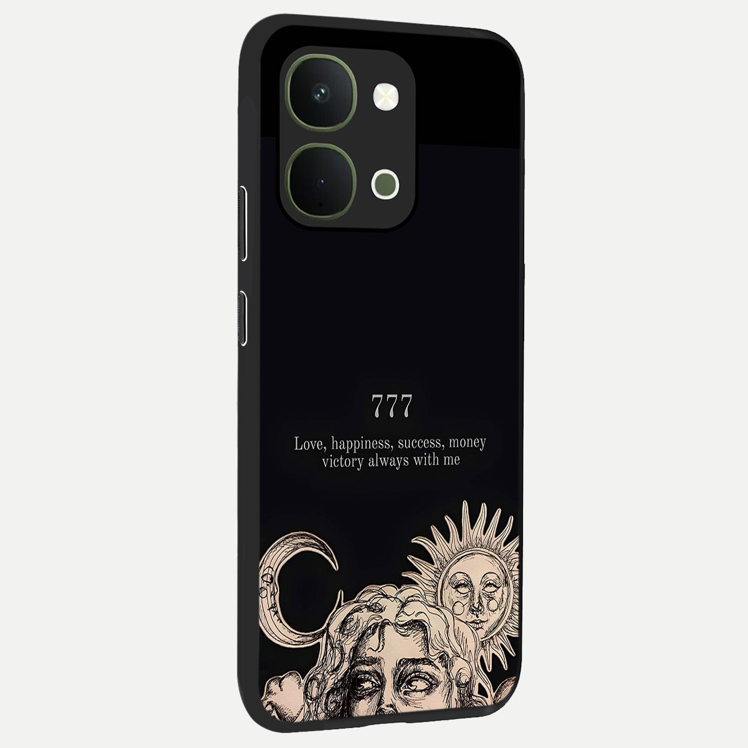 Mystic Victory Aura Glass Case upright view showcasing powerful victory themed artwork with spiritual energy vibe.