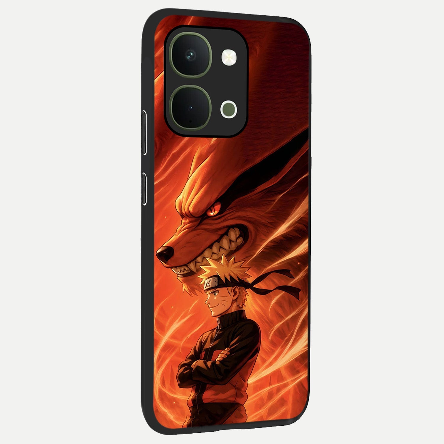 Nine Tails Legacy Glass Case upright view showcasing dramatic nine-tails artwork with intense anime themed design.