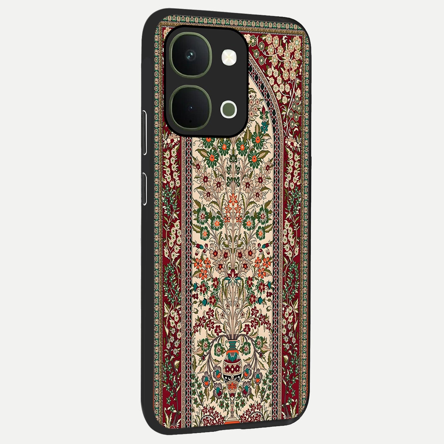 Persian Inspired Glass Case upright view showcasing decorative Persian artwork with rich heritage theme.
