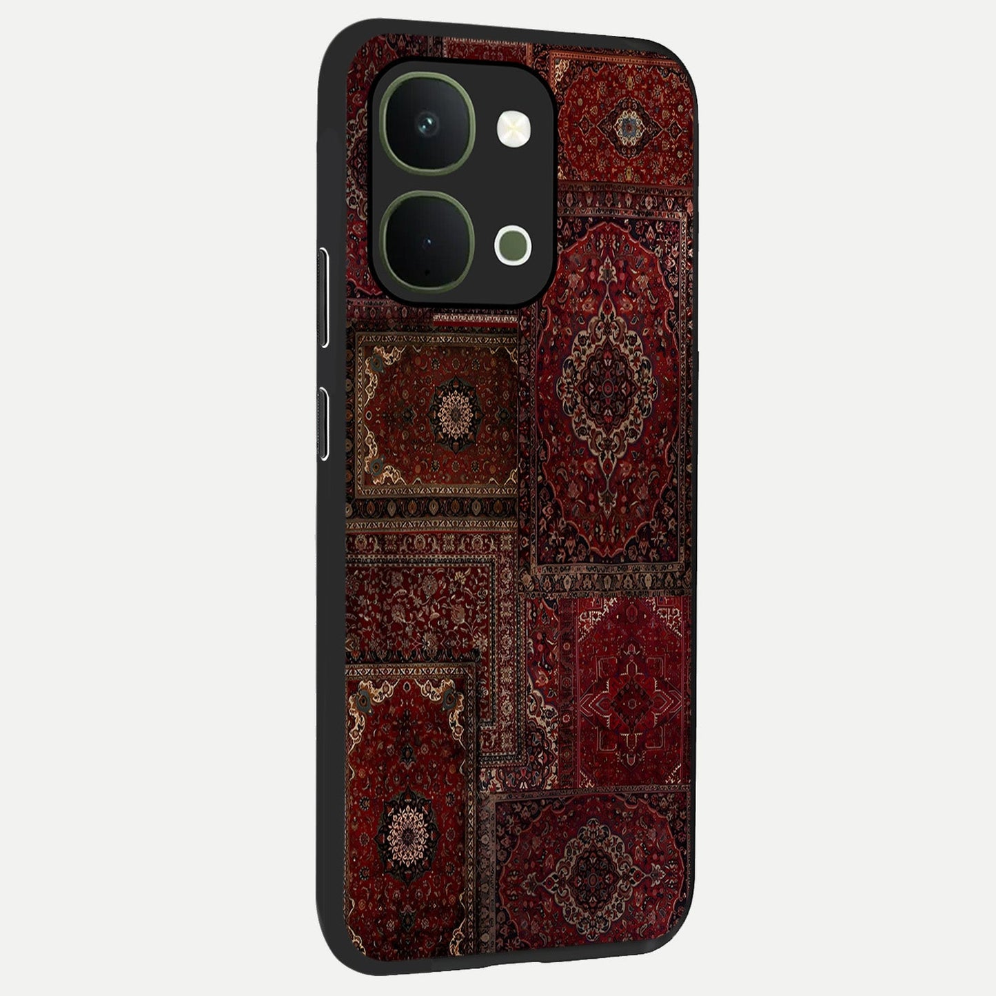 Persian Velvet Tale Glass Case upright view showcasing elegant Persian artwork with classic heritage theme.