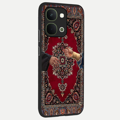 Royal Touch Reach Glass Case upright view showcasing stylish royal inspired artwork with graceful theme.