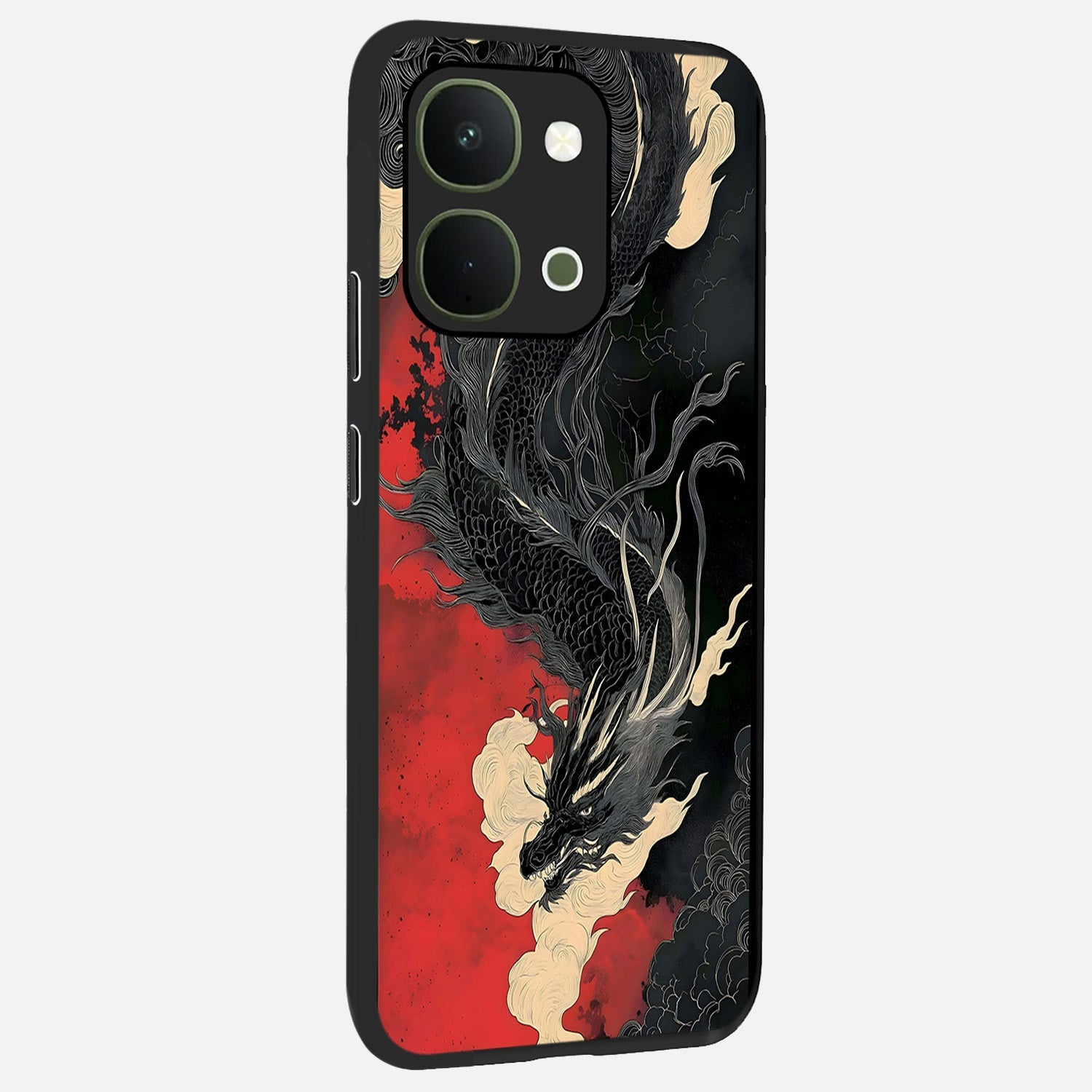 Shadow Dragon Fury Glass Case upright view showcasing intense dragon artwork with dramatic shadow theme.