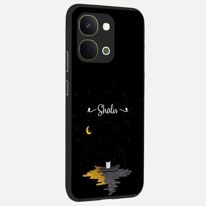 Silent Night Row Glass Case upright view showcasing tranquil night artwork with serene landscape theme.