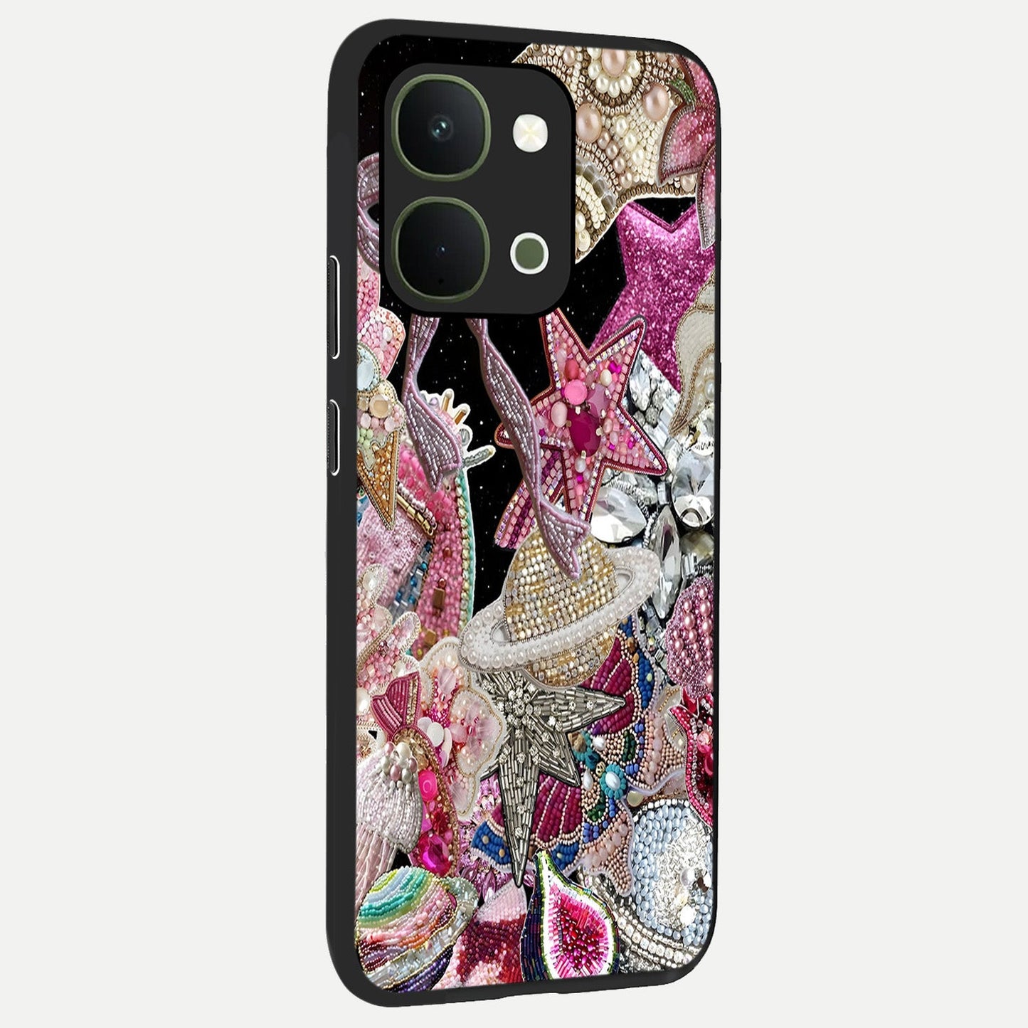 Starlit Jewel Dream Glass Case upright view showcasing radiant star inspired artwork with magical night theme.