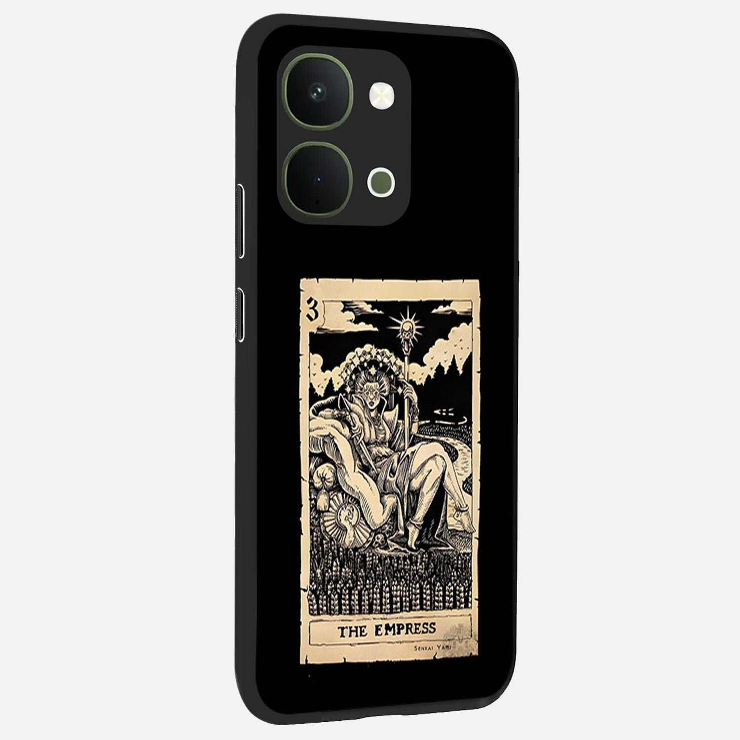 The Empress Glass Case upright view showcasing powerful empress themed artwork with luxurious artistic theme.