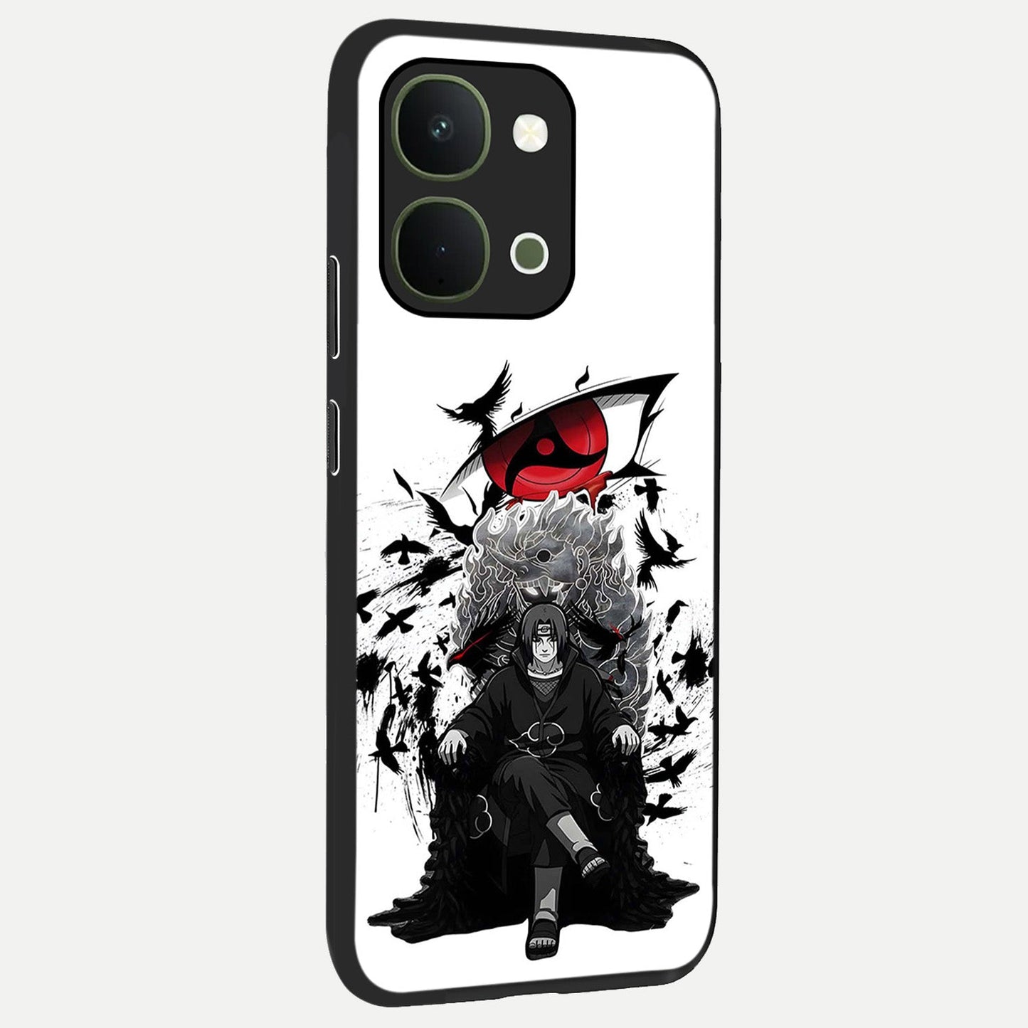 Uchiha Shadow Throne Glass Case upright view showcasing magical underwater galaxy artwork with vibrant cosmic theme.