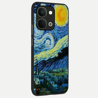 Van Gogh Art Glass Case upright view showcasing expressive painting style artwork with timeless artistic theme.