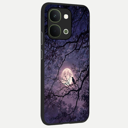 Whispering Moon Silence Glass Case upright view showcasing peaceful moon artwork with tranquil celestial theme.