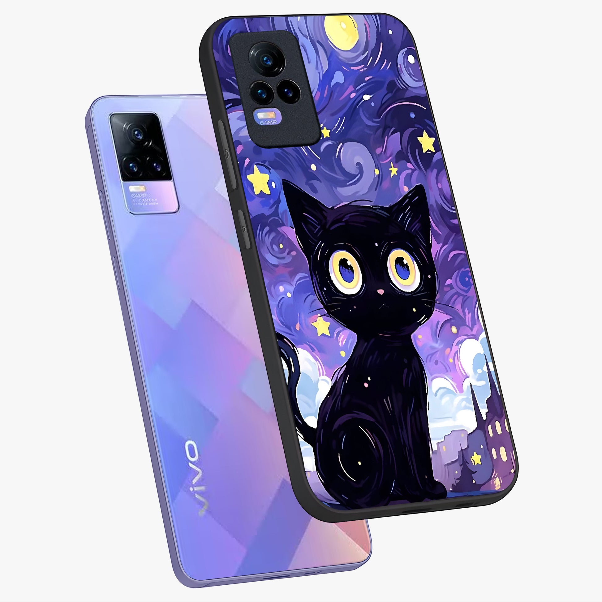 Abstract Cat Art Glass Case displayed in angled mockup highlighting modern abstract cat artwork and sleek glass surface.