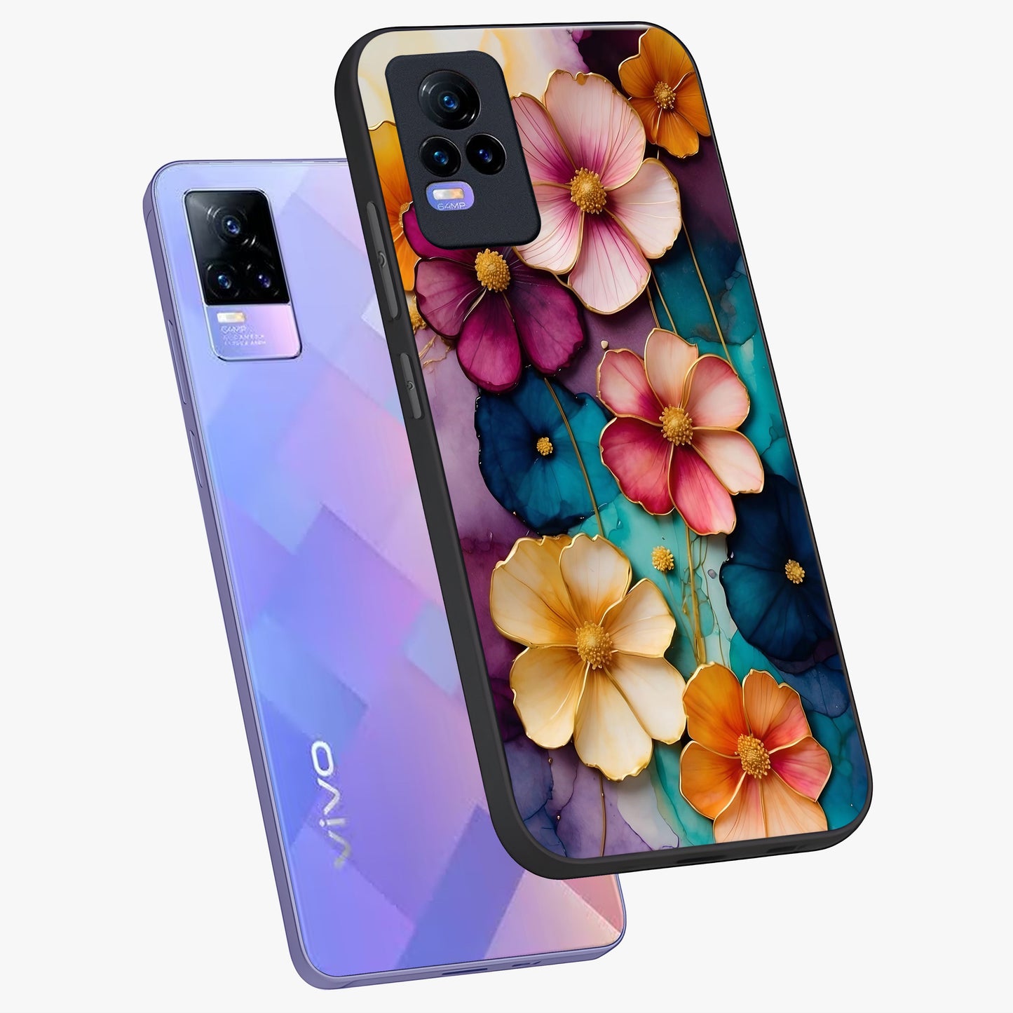 Artlyn Grace Flower Pattern Glass Case displayed in angled mockup highlighting delicate flower pattern design and smooth glass surface.