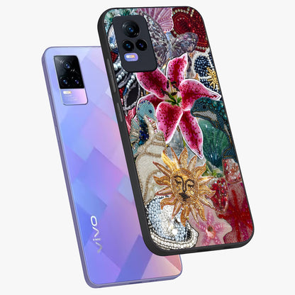 Beaded Garden Fantasy Glass Case displayed in angled mockup highlighting fantasy inspired floral bead pattern.