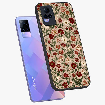 Biege Flower With Leaf Glass Case displayed in angled mockup highlighting minimal floral leaf design and elegant aesthetic.