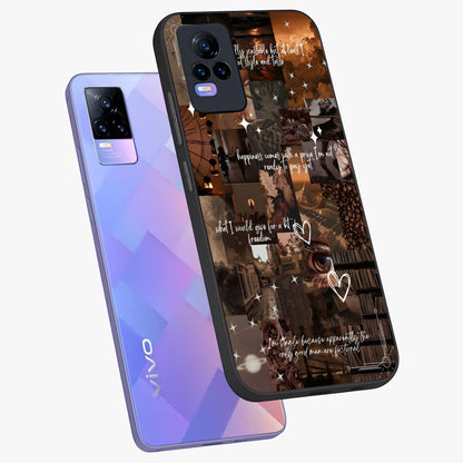 Bittersweet Aesthetic Chaos Glass Case displayed in angled mockup highlighting expressive abstract artwork and edgy aesthetic theme.