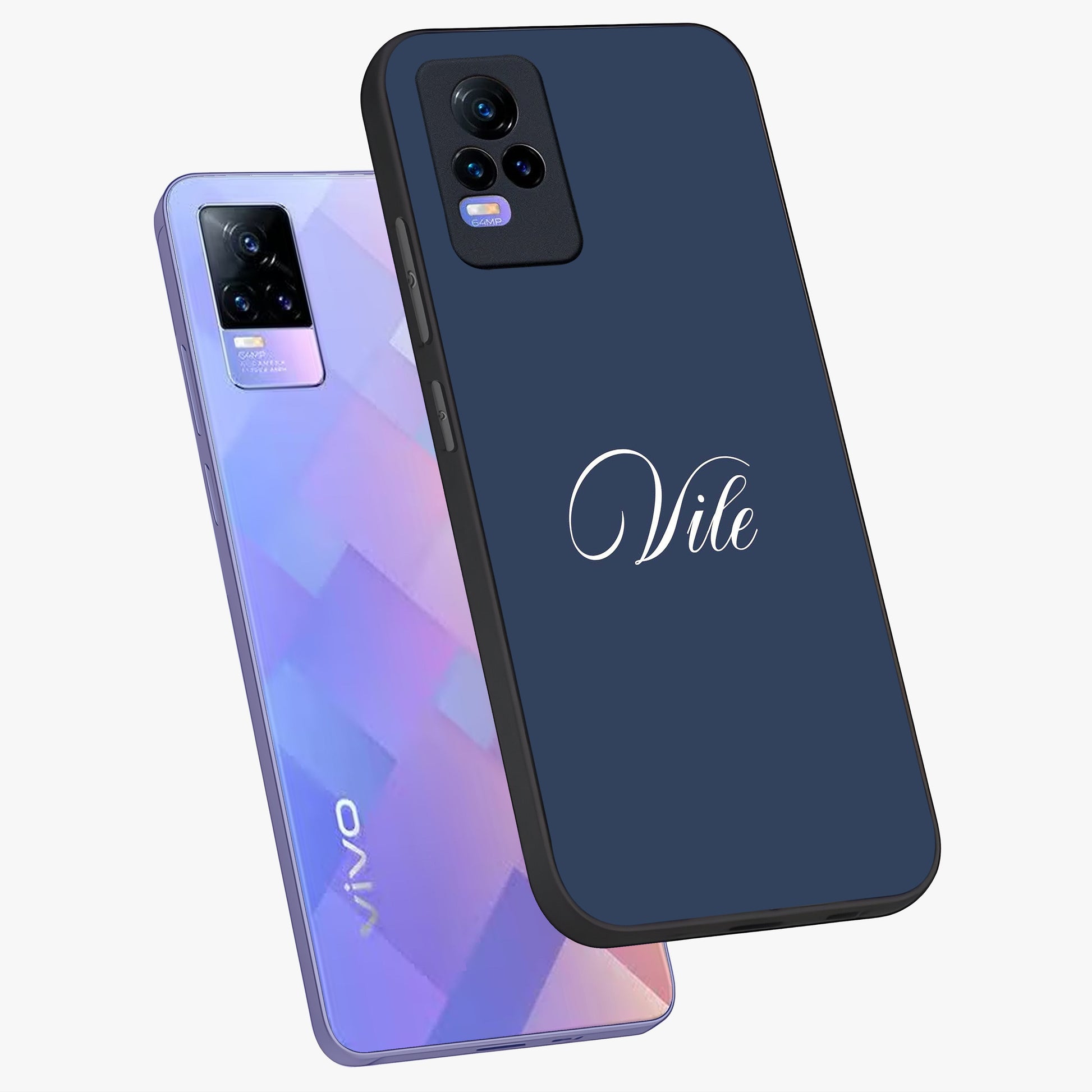 Blue Vintage Floral Pattern Glass Case showing flat back view with elegant vintage floral artwork and glossy glass finish.
