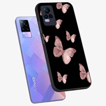 Butterfly Pattern Glass Case displayed in angled mockup highlighting delicate butterfly design and aesthetic pattern style.