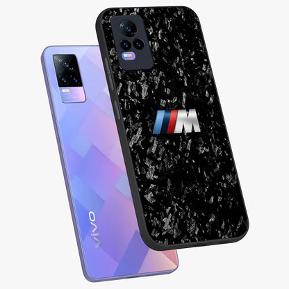 Carbon Speed Mark Glass Case displayed in angled mockup highlighting racing inspired carbon design and sleek aesthetic style.