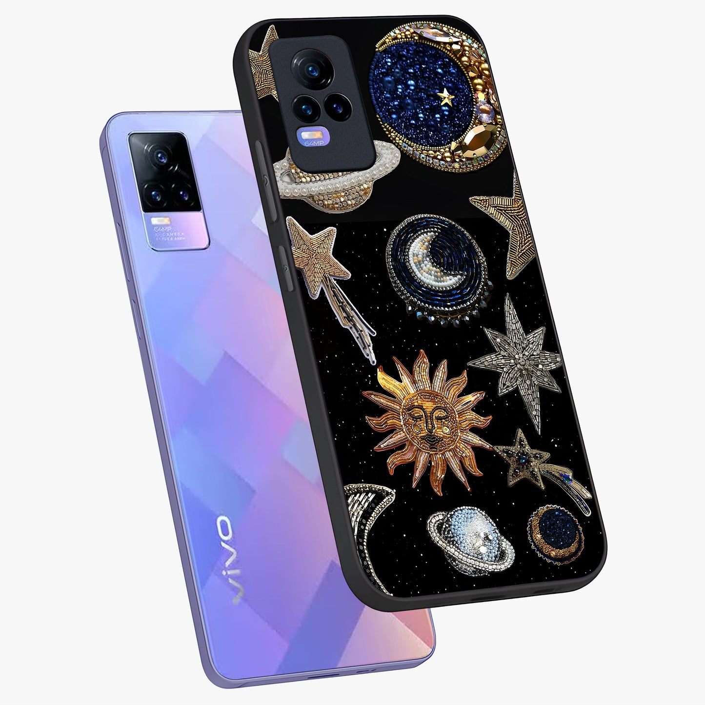 Celestial Gem Constellations Glass Case displayed in angled mockup highlighting gemstone inspired constellation design.
