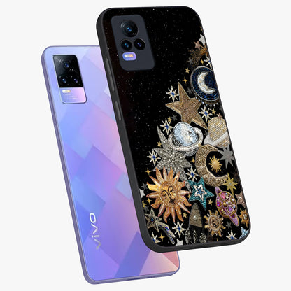 Cosmic Sparkle Dreams Glass Case displayed in angled mockup highlighting dreamy star sparkle design with celestial aesthetic.