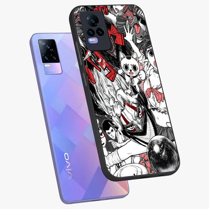 Crimson Chaos Panel Glass Case displayed in angled mockup highlighting chaotic panel style design with modern graphic theme.
