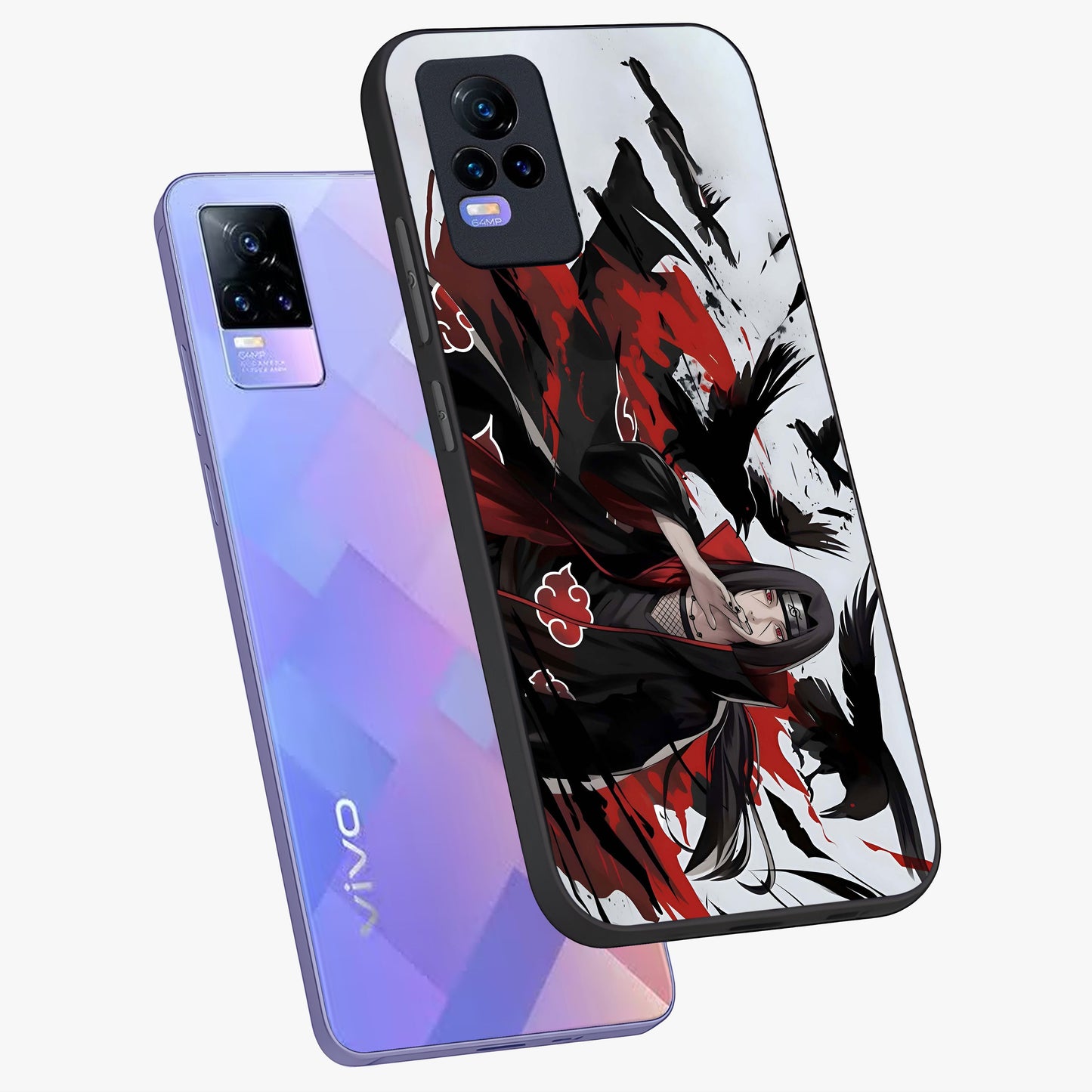 Crimson Crow Illusion Glass Case displayed in angled mockup highlighting mysterious crow graphic with dark aesthetic style.