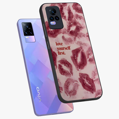 Crimson Kiss Love Glass Case displayed in angled mockup highlighting bold love inspired design with modern aesthetic style.