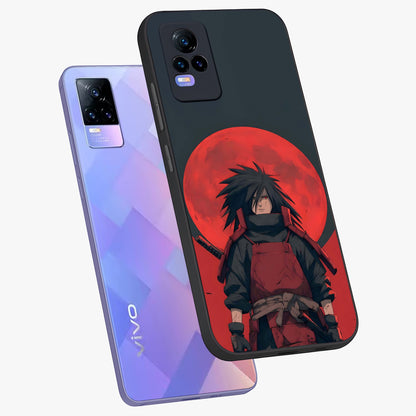 Crimson Moon Warlord Glass Case displayed in angled mockup highlighting dramatic crimson moon design with fantasy aesthetic.