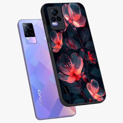 Dark Shade of Flower Glass Case displayed in angled mockup highlighting moody floral illustration with aesthetic dark tones.
