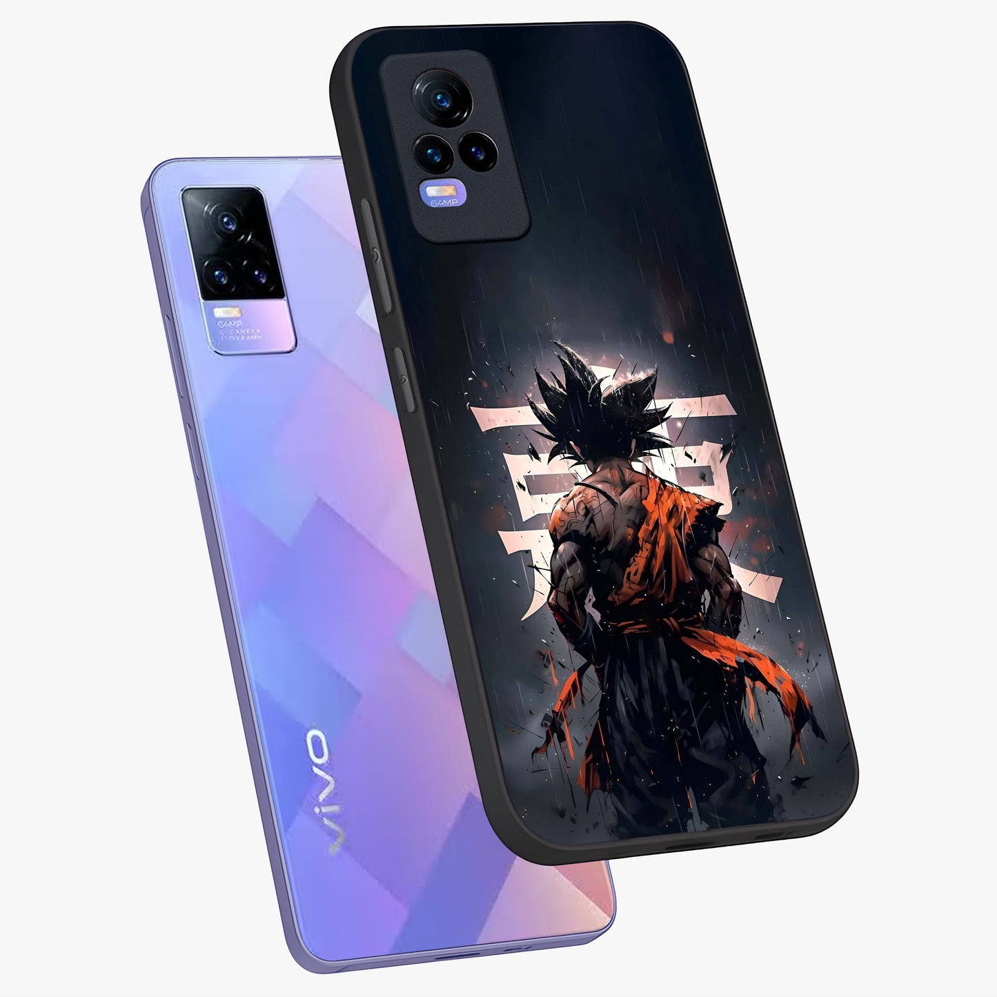 Dark Warrior In Rain Glass Case displayed in angled mockup highlighting dramatic warrior illustration with dark rain aesthetic.