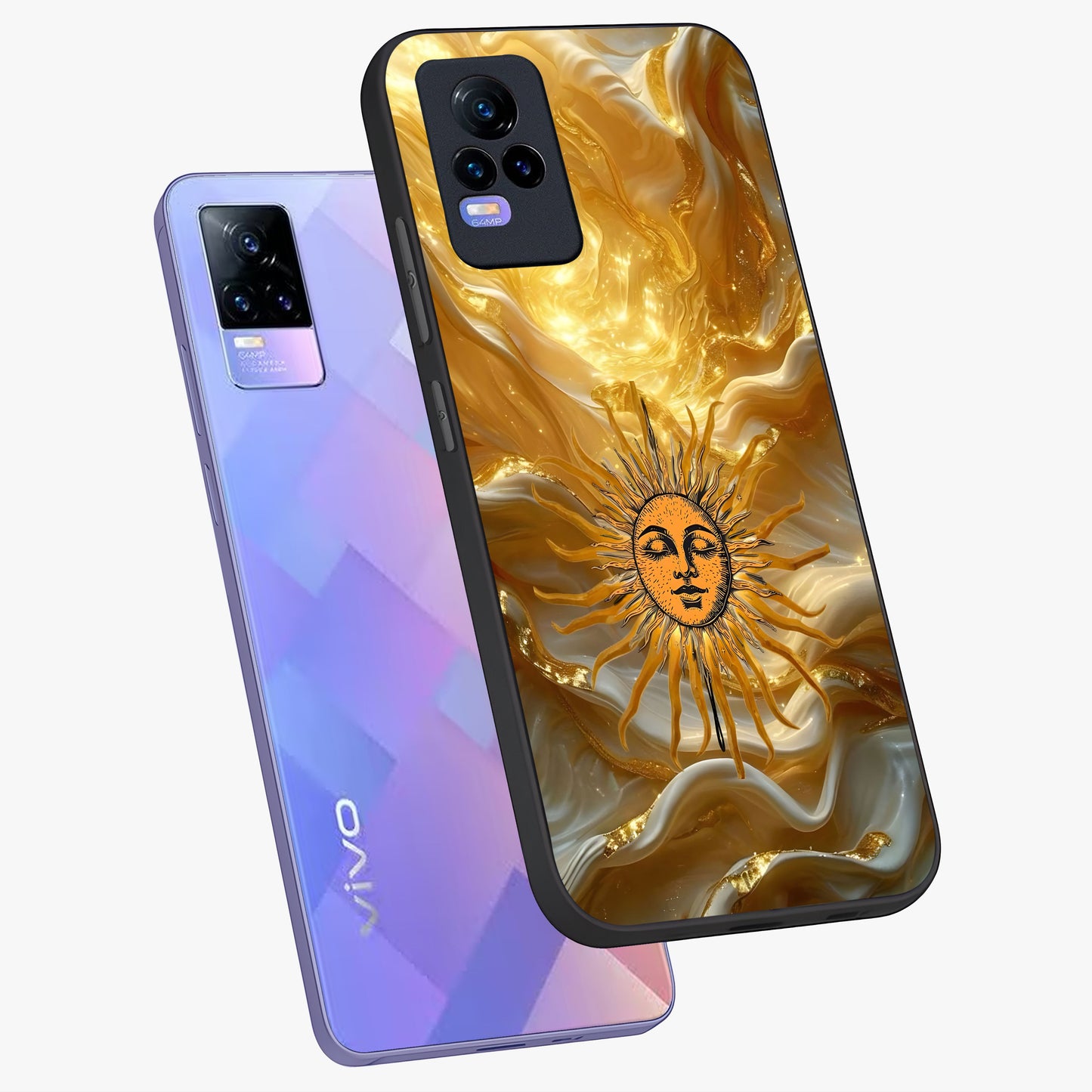 Eternal Golden Glow Glass Case displayed in angled mockup highlighting glowing golden aesthetic design with elegant style.