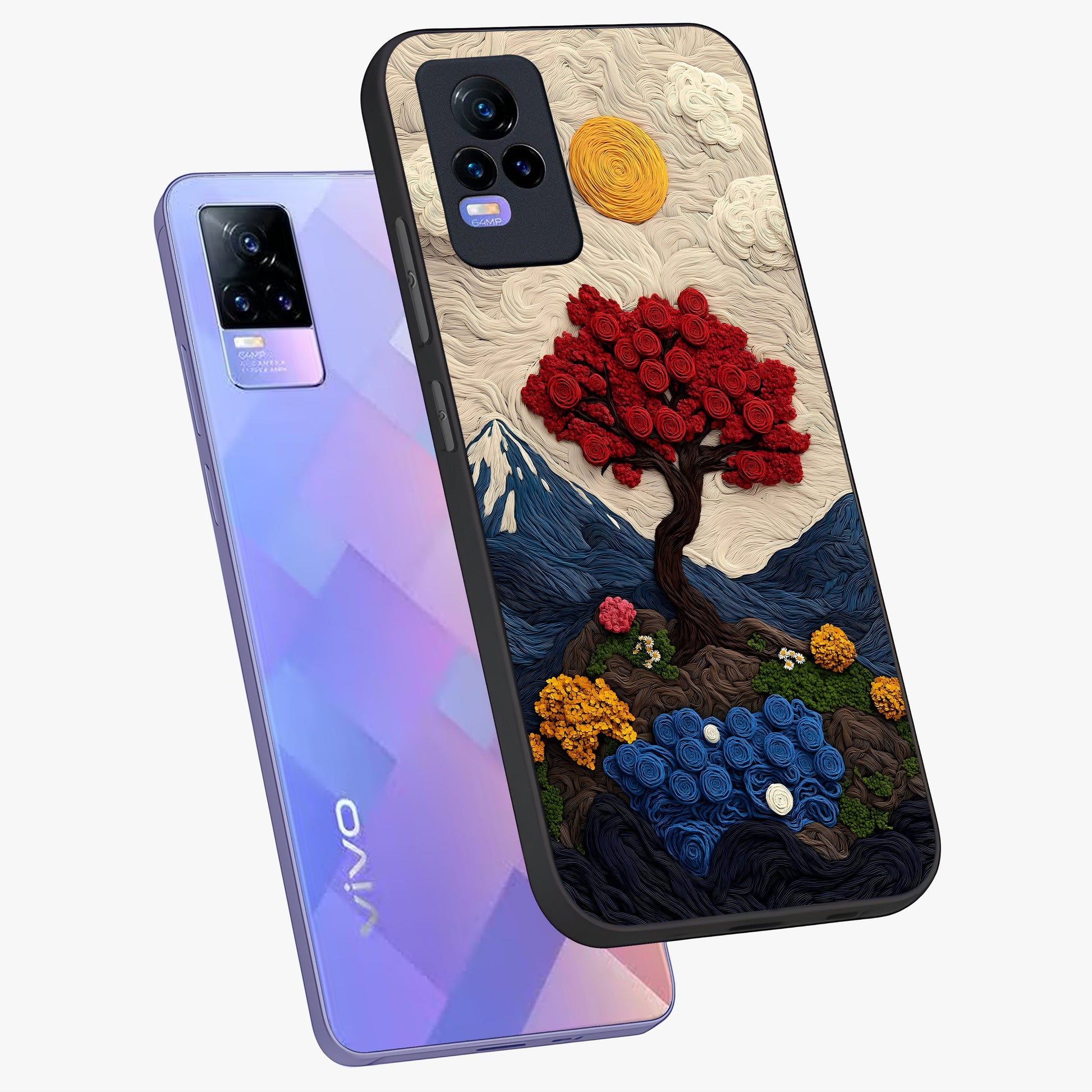 Eternal Nature Tapestry Glass Case displayed in angled mockup highlighting detailed botanical pattern with artistic aesthetic.