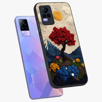 Eternal Nature Tapestry Glass Case displayed in angled mockup highlighting detailed botanical pattern with artistic aesthetic.