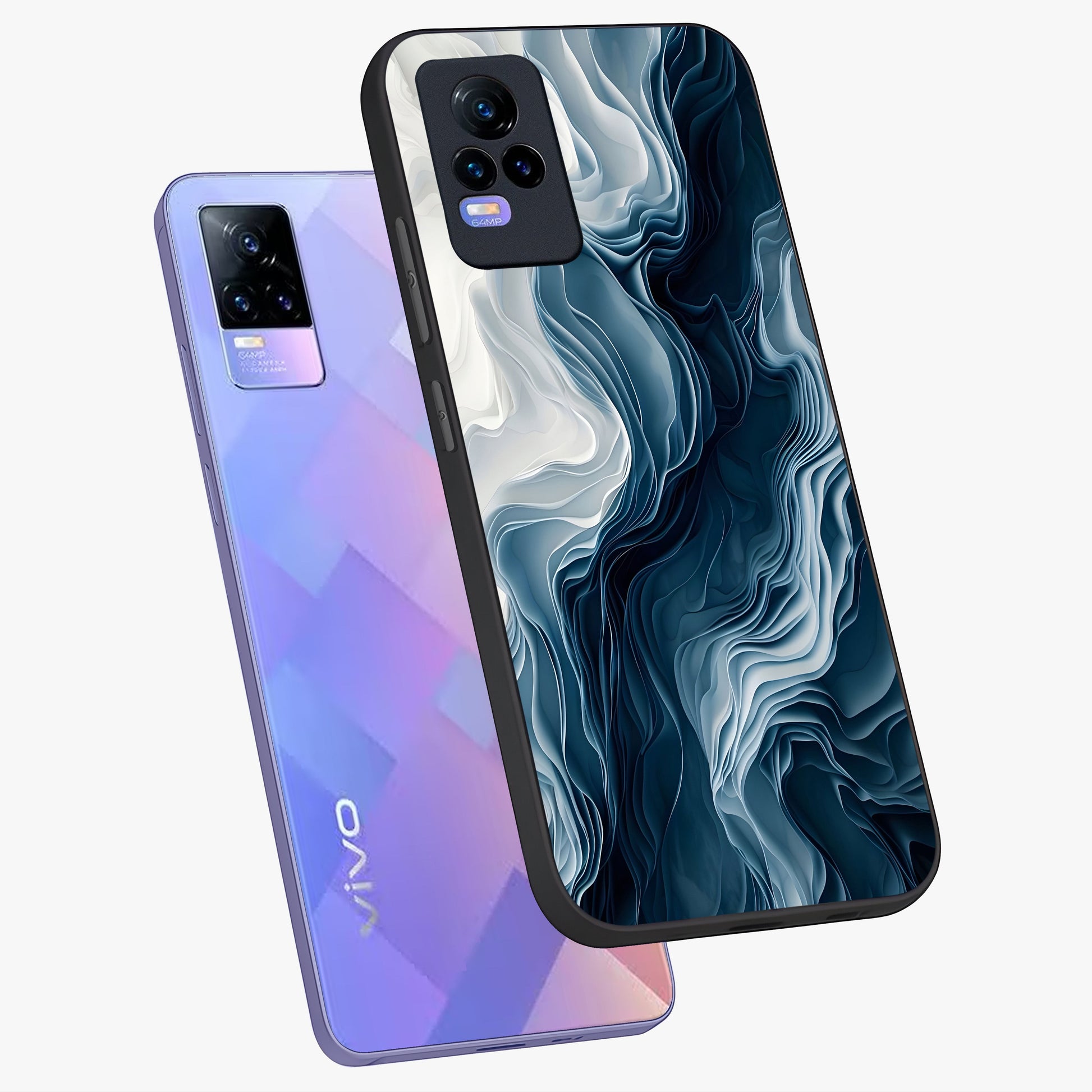 Ethereal Paper Marble Glass Case displayed in angled mockup highlighting elegant marble pattern with modern aesthetic style.