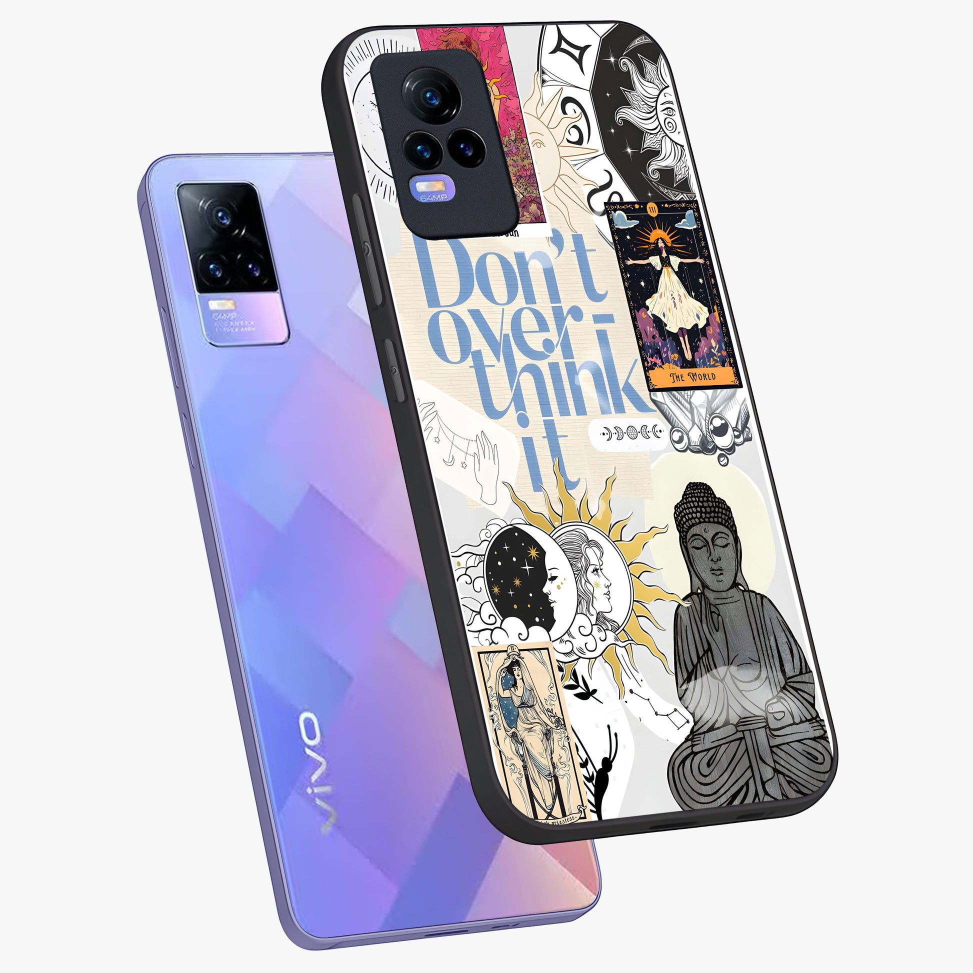Ethereal Thoughts Glass Case displayed in angled mockup highlighting soft abstract design with calm ethereal aesthetic.