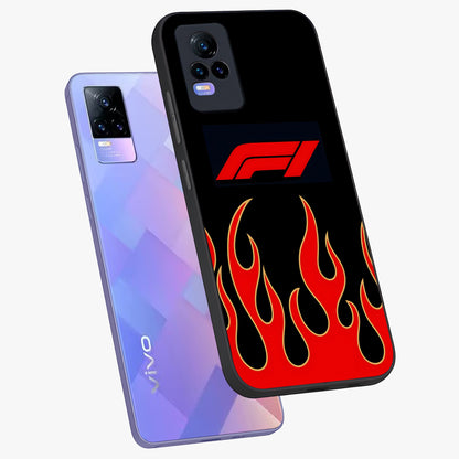 Fire F11 Glass Case displayed in angled mockup highlighting bold fire inspired graphic with energetic aesthetic style.