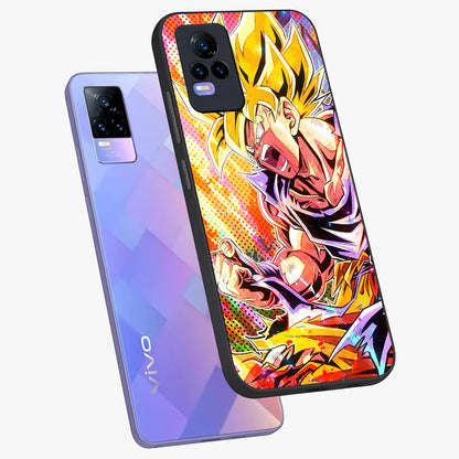Firing Goku Glass Case displayed in angled mockup highlighting dynamic anime character design with action aesthetic.