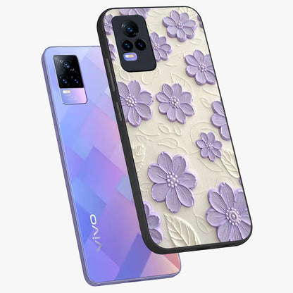 Floral Wall Art With Purple Flowers Glass Case displayed in angled mockup highlighting vibrant purple floral illustration with artistic aesthetic.