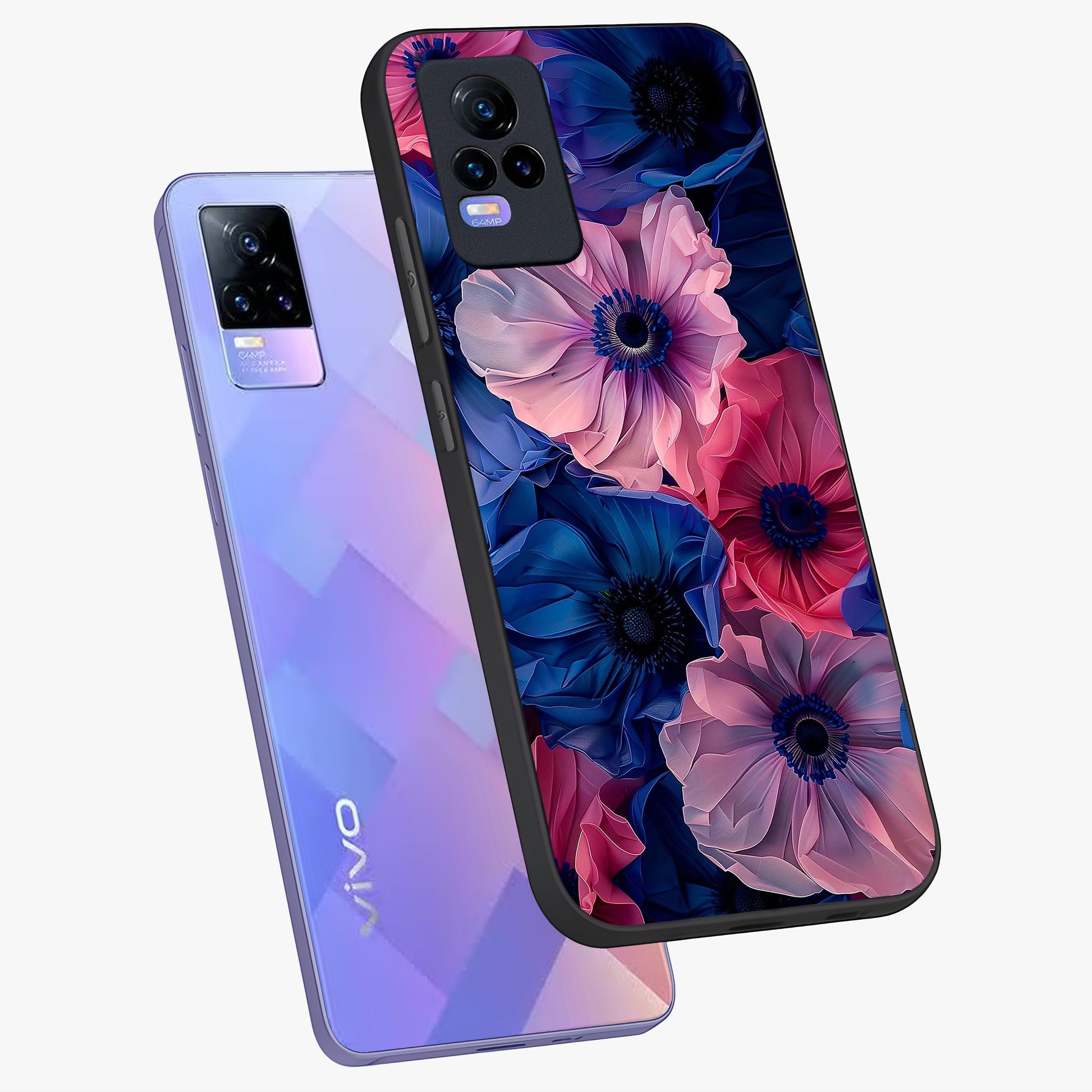Flower Paper Art Pattern Glass Case displayed in angled mockup highlighting layered paper flower design with artistic aesthetic.
