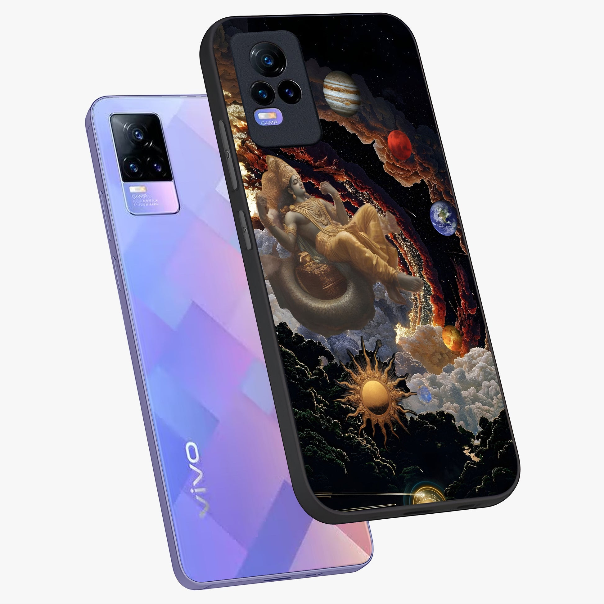 Galactic Divine God Glass Case displayed in angled mockup highlighting powerful celestial deity illustration with galactic aesthetic.