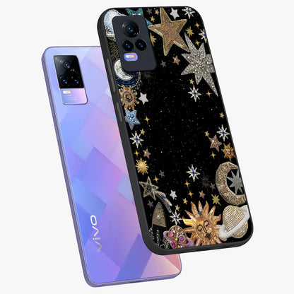 Galactic Jewel Stars Glass Case displayed in angled mockup highlighting shining celestial star design with cosmic aesthetic style.