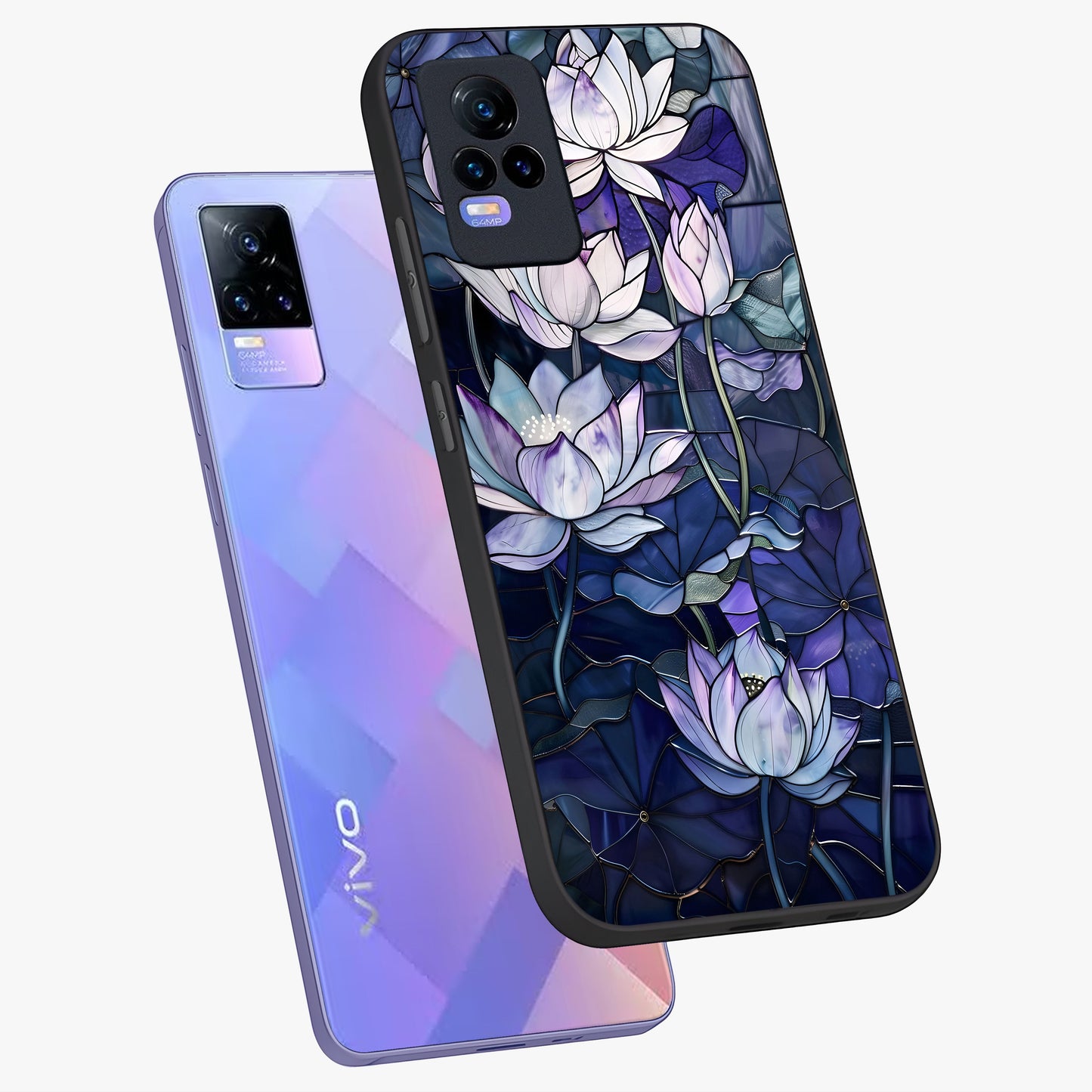 Gloss Petal Rush Glass Case displayed in angled mockup highlighting vibrant petal design with elegant floral aesthetic.