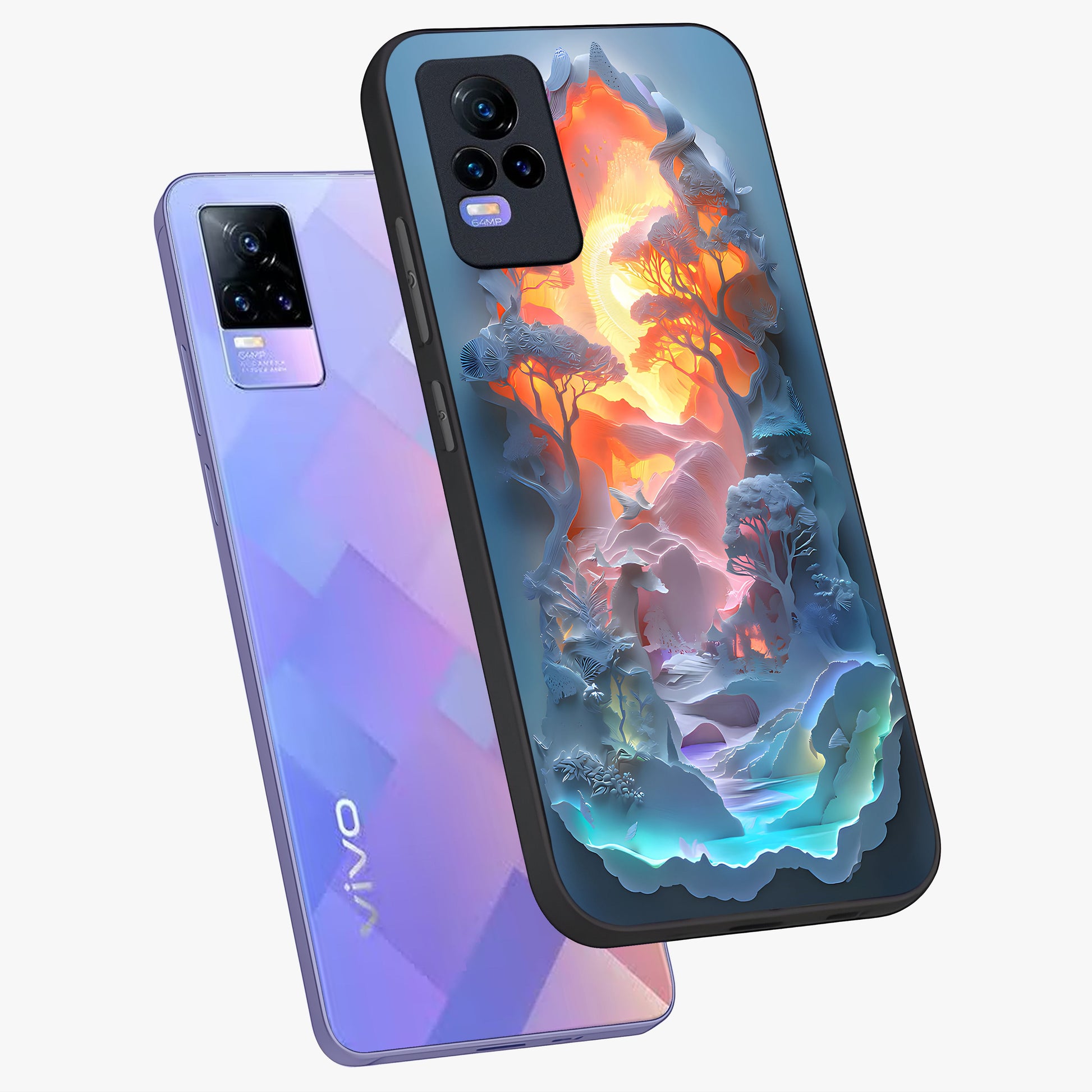 Glow Forest Portal Glass Case displayed in angled mockup highlighting mystical forest design with magical glowing aesthetic.