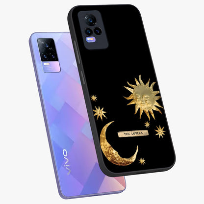Gold Sun Blush Glass Case displayed in angled mockup highlighting radiant sun design with warm golden aesthetic.
